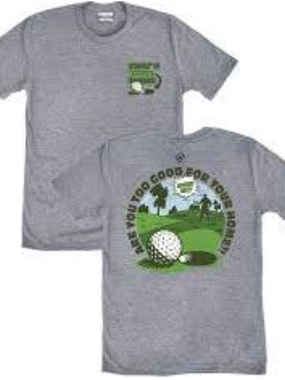 Men’s Grey Golf Graphic Tee with Green Accent Happy Gilmore